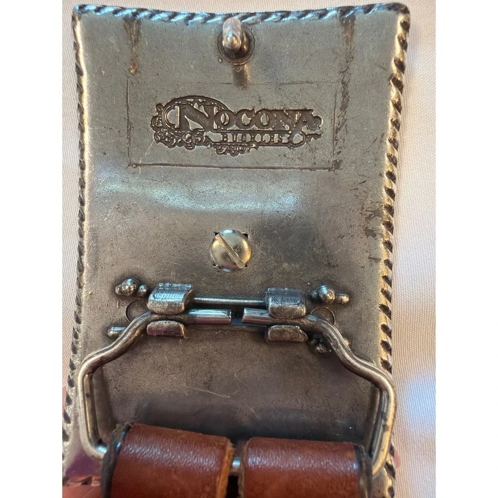 Nocona Mens Brown Tooled Leather Western Longhorn Trophy Buckle Belt 30 1150